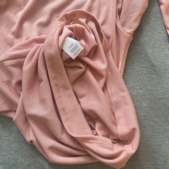 NWT ASOS Flounce london scoop neck ribbed mini dress in dusty pink - Picture 10 of 15